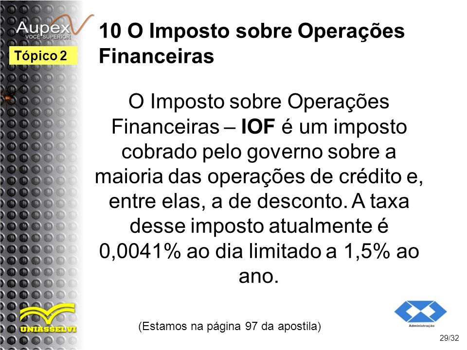 10 O Imposto sobre Operações Financeiras