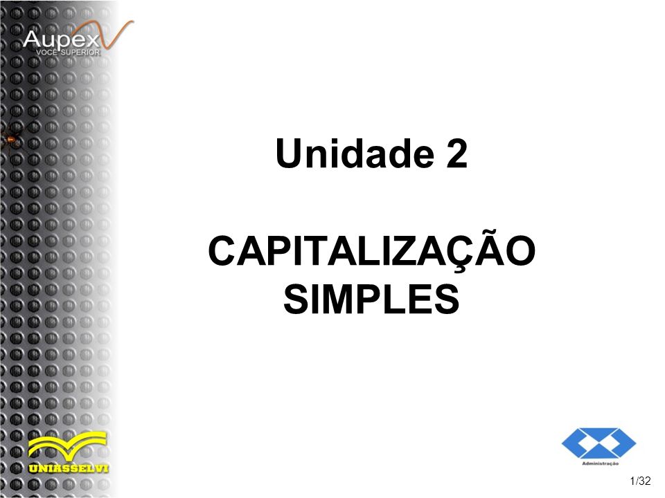 Unidade 2 CAPITALIZAÇÃO SIMPLES