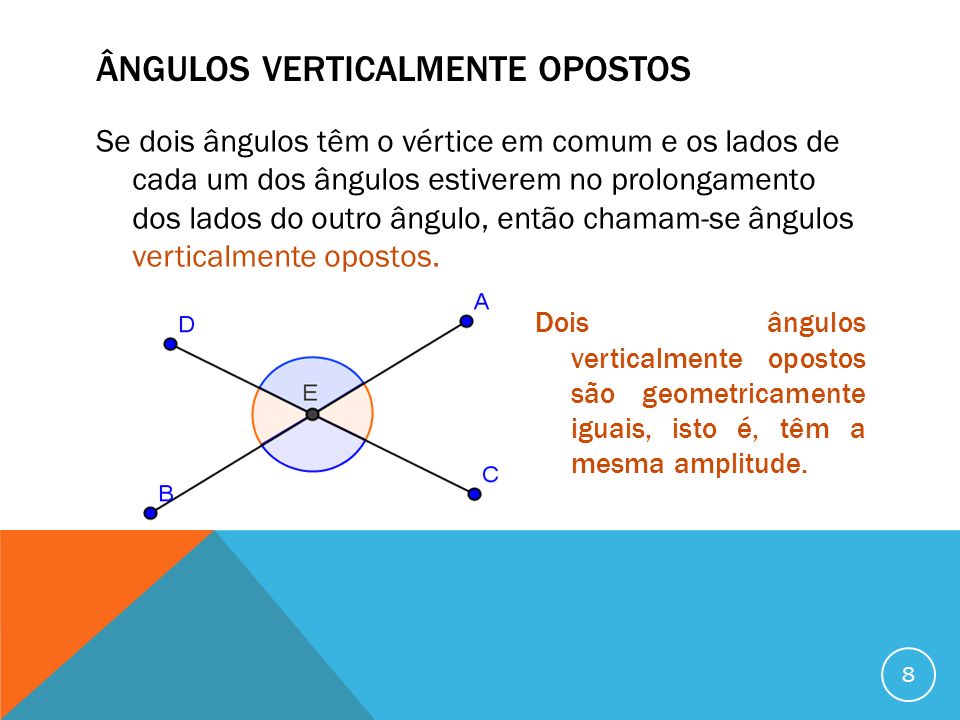 Ângulos complementares, suplementares, verticais e adjacentes