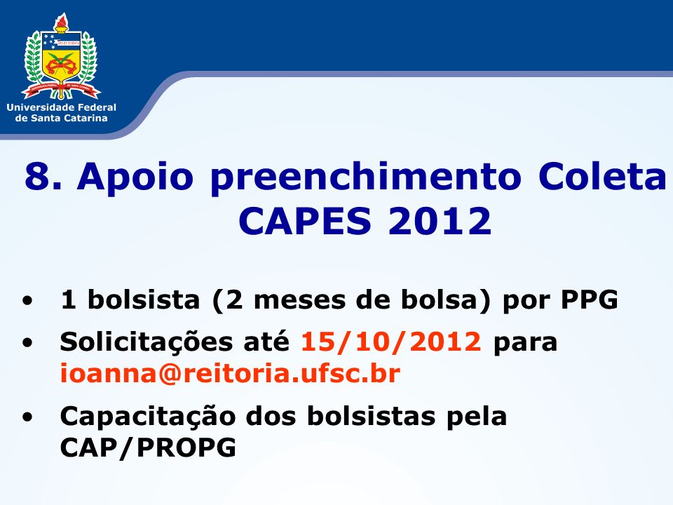 8. Apoio preenchimento Coleta CAPES 2012