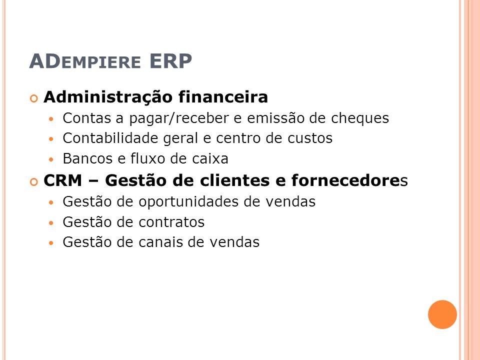 ADempiere ERP Administração financeira