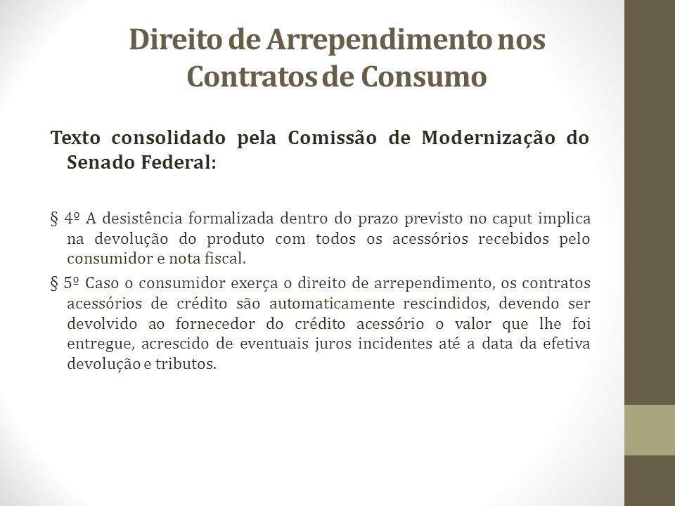 Direito de Arrependimento nos Contratos de Consumo - ppt carregar
