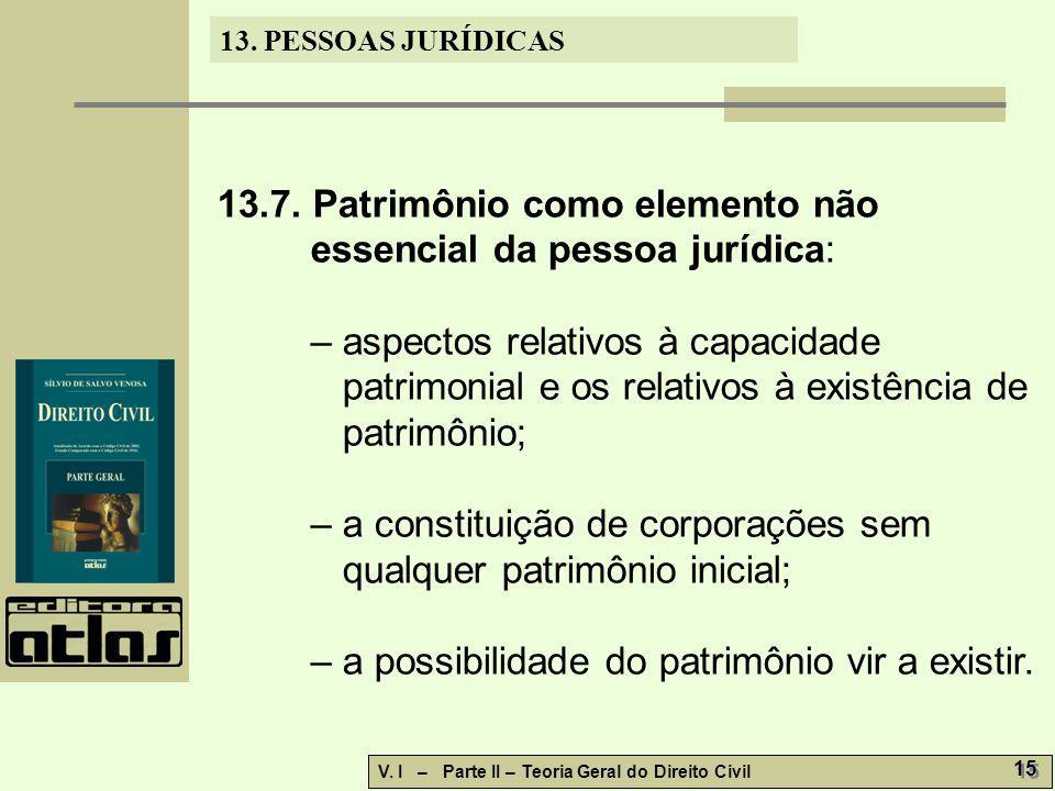 13.7. Patrimônio como elemento não essencial da pessoa jurídica: