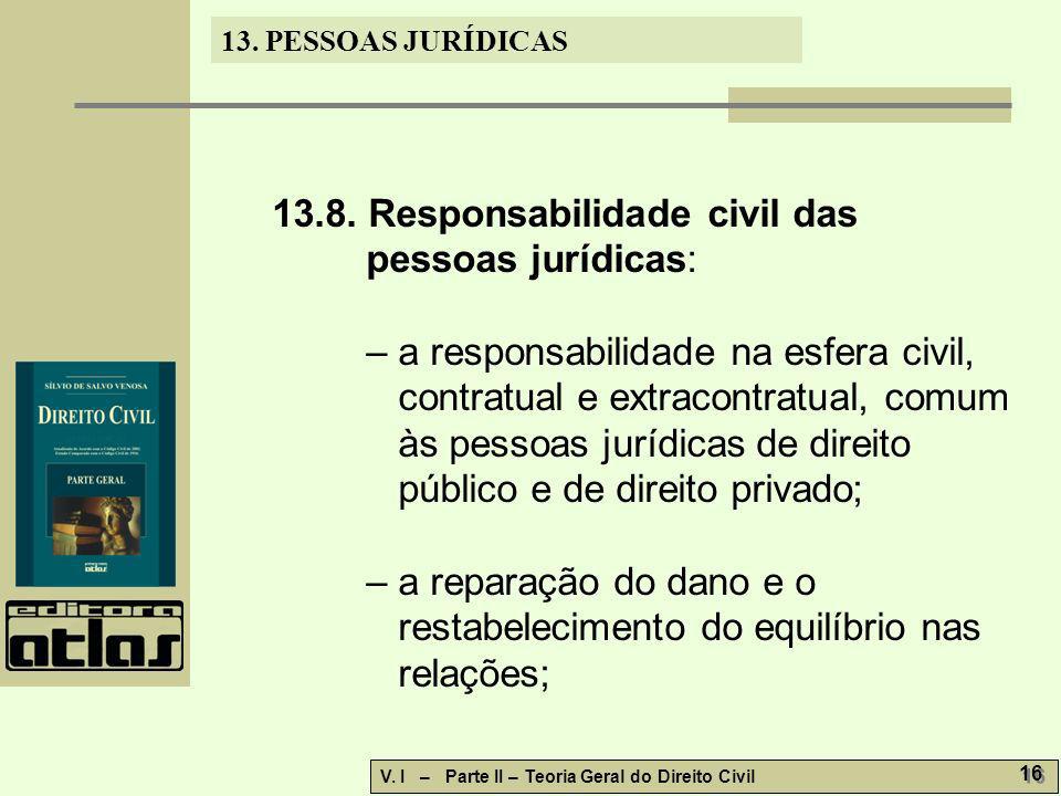 13.8. Responsabilidade civil das pessoas jurídicas: