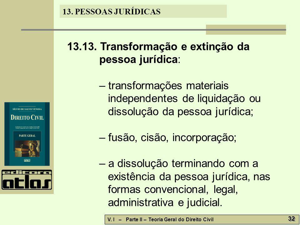 Transformação e extinção da pessoa jurídica: