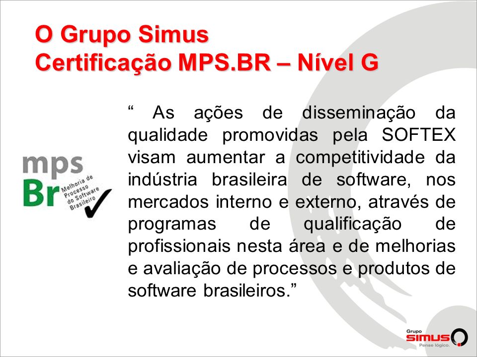 Certificação MPS.BR – Nível G