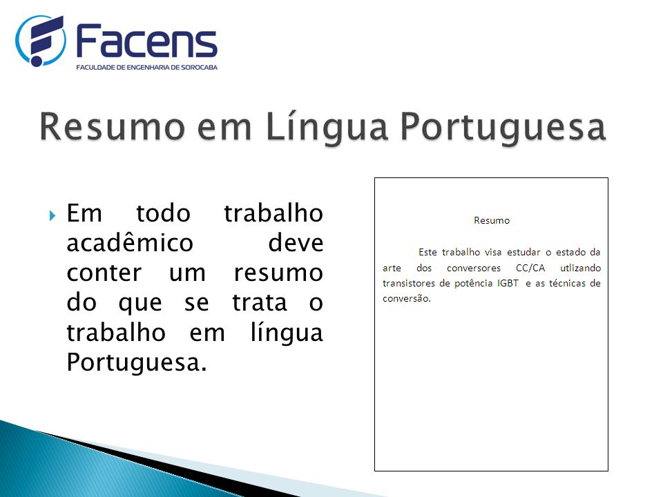 Resumo em Língua Portuguesa
