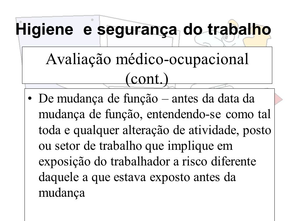 Avaliação médico-ocupacional (cont.)