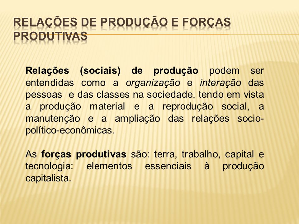Relações de produção e forças produtivas