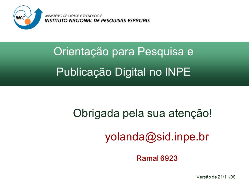Orientação para Pesquisa e Publicação Digital no INPE