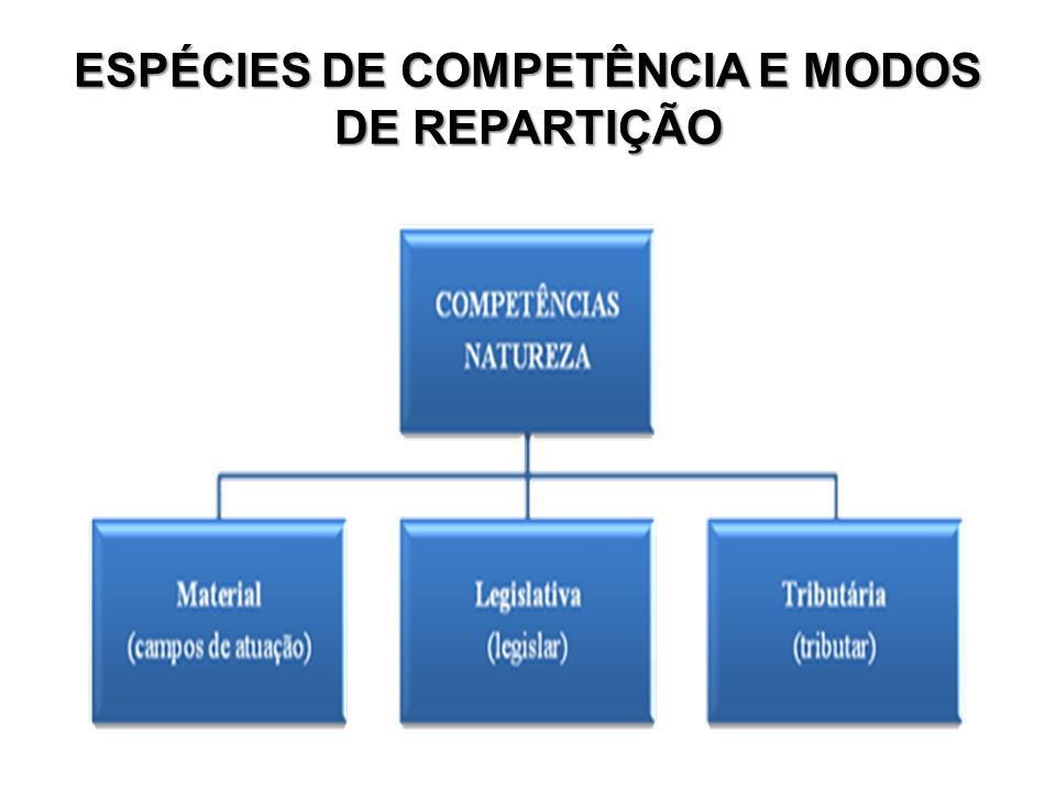 ESPÉCIES DE COMPETÊNCIA E MODOS DE REPARTIÇÃO