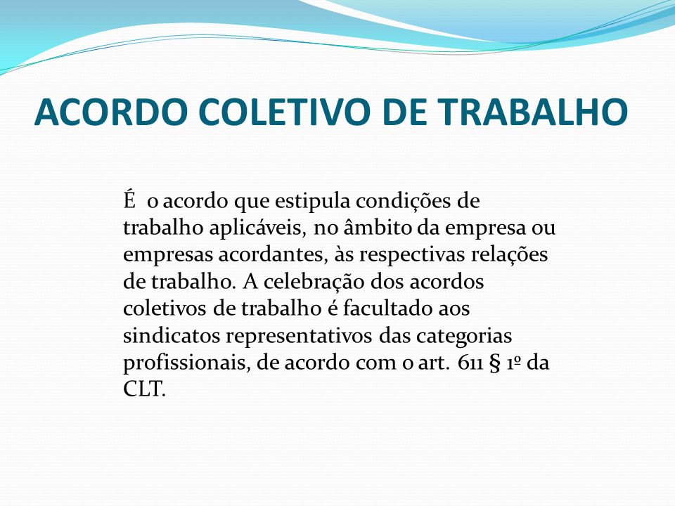 ACORDO COLETIVO DE TRABALHO
