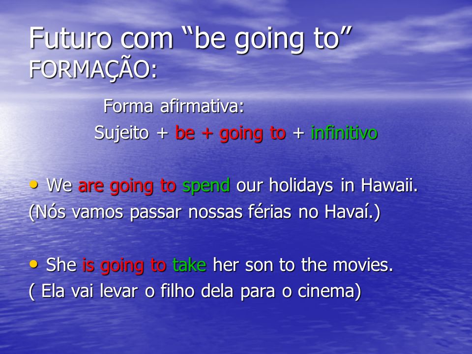 Futuro com be going to FORMAÇÃO: