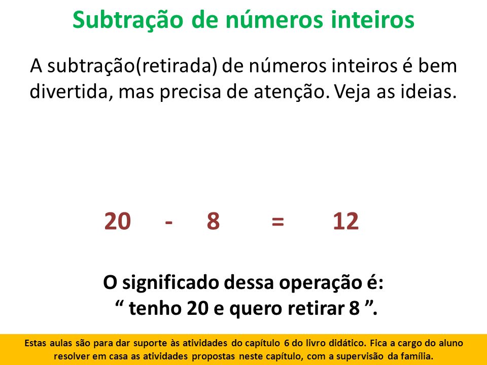 Subtração de números inteiros