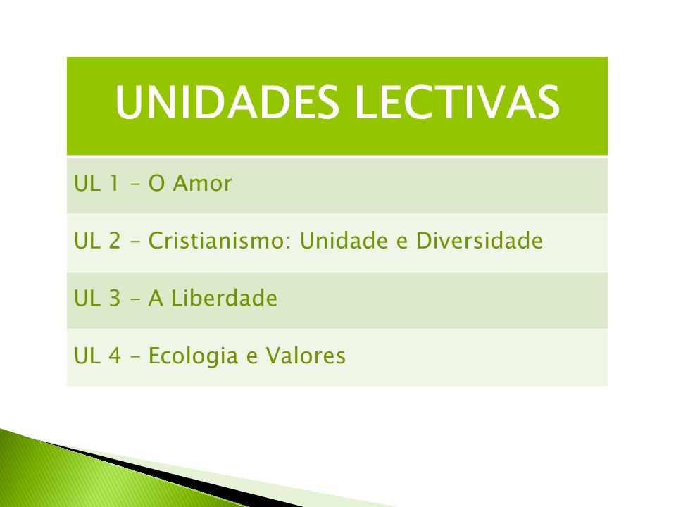 UNIDADES LECTIVAS UL 1 – O Amor