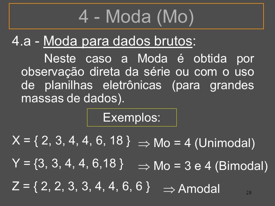 4 - Moda (Mo) 4.a - Moda para dados brutos: