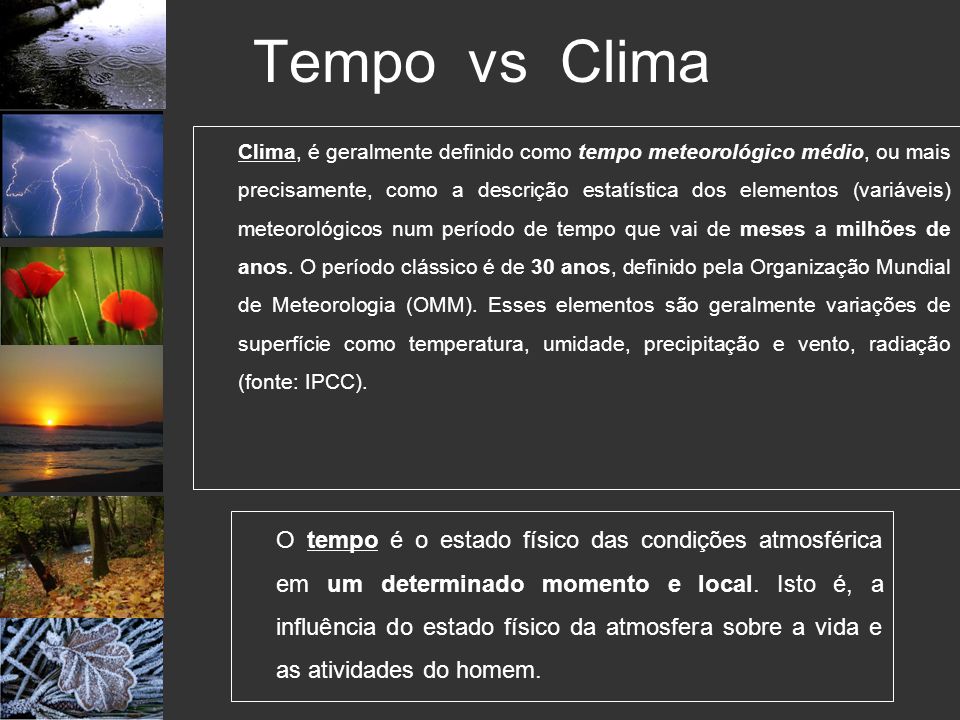 Clima, condições meteorológicas e temperatura média por mês de