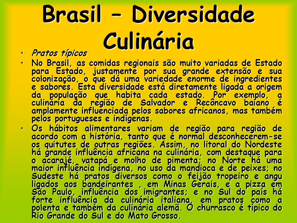 Brasil – Diversidade Culinária