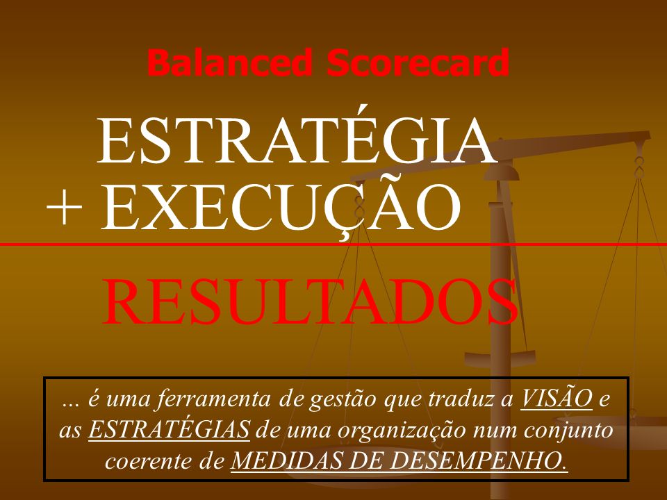 ESTRATÉGIA + EXECUÇÃO RESULTADOS Balanced Scorecard
