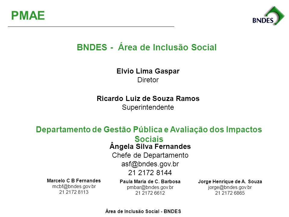 PMAE BNDES - Área de Inclusão Social