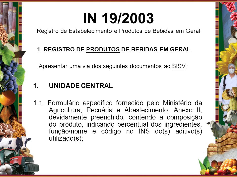 1. REGISTRO DE PRODUTOS DE BEBIDAS EM GERAL