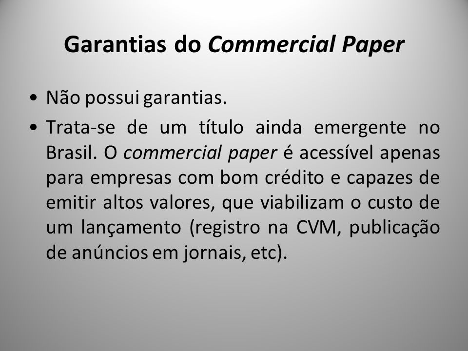 Garantias do Commercial Paper