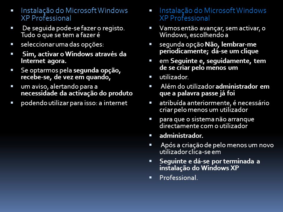 Instalação do Microsoft Windows XP Professional