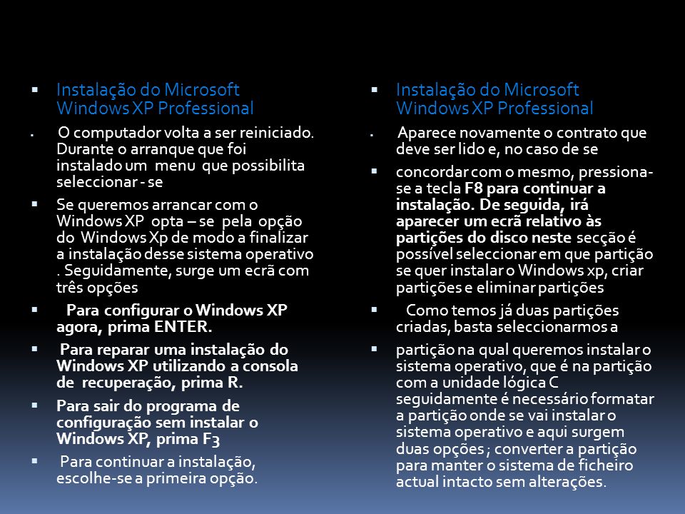 Instalação do Microsoft Windows XP Professional
