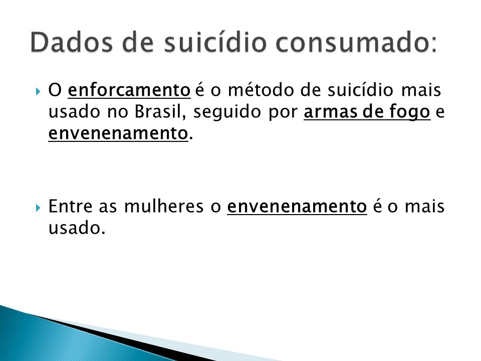 Dados de suicídio consumado: