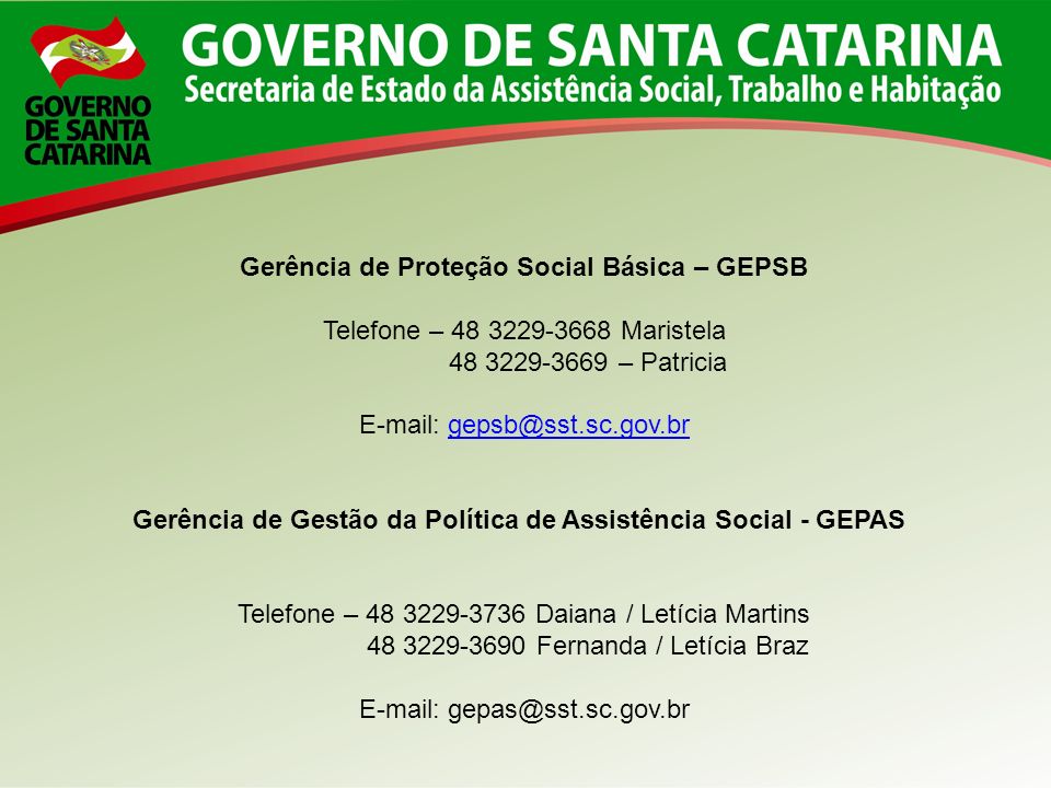 Gerência de Proteção Social Básica – GEPSB
