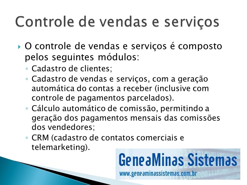 Controle de vendas e serviços