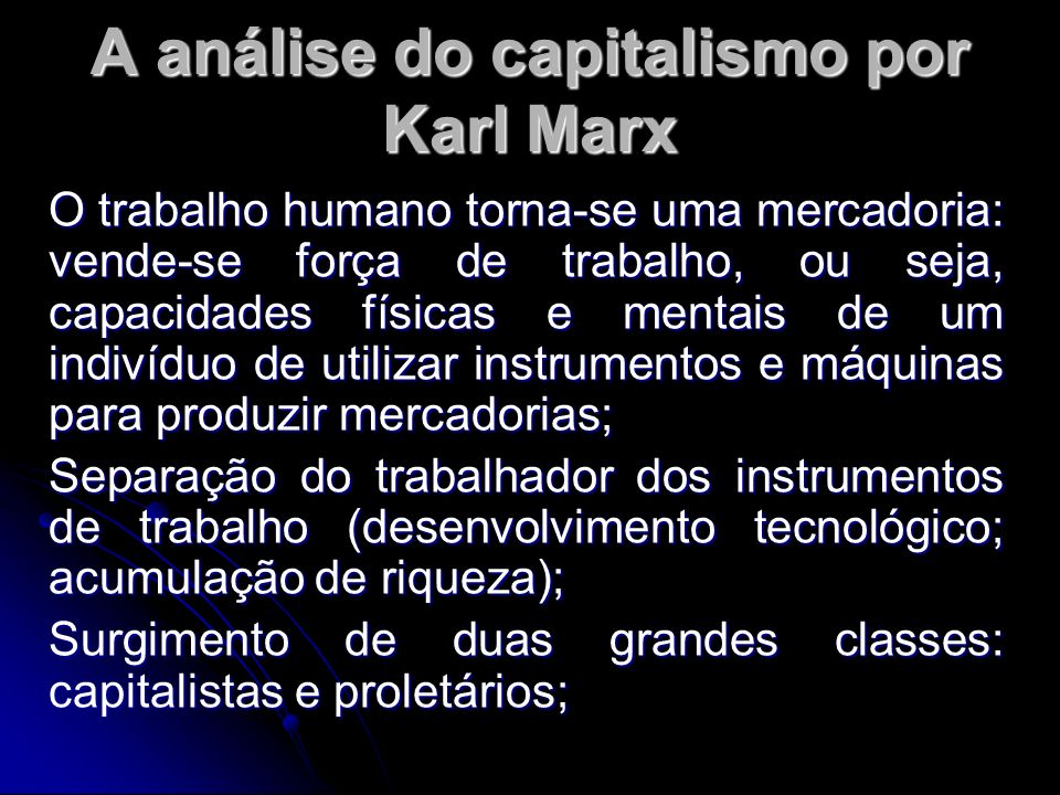 A análise do capitalismo por Karl Marx