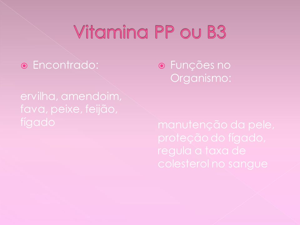 Vitamina PP ou B3 Encontrado: