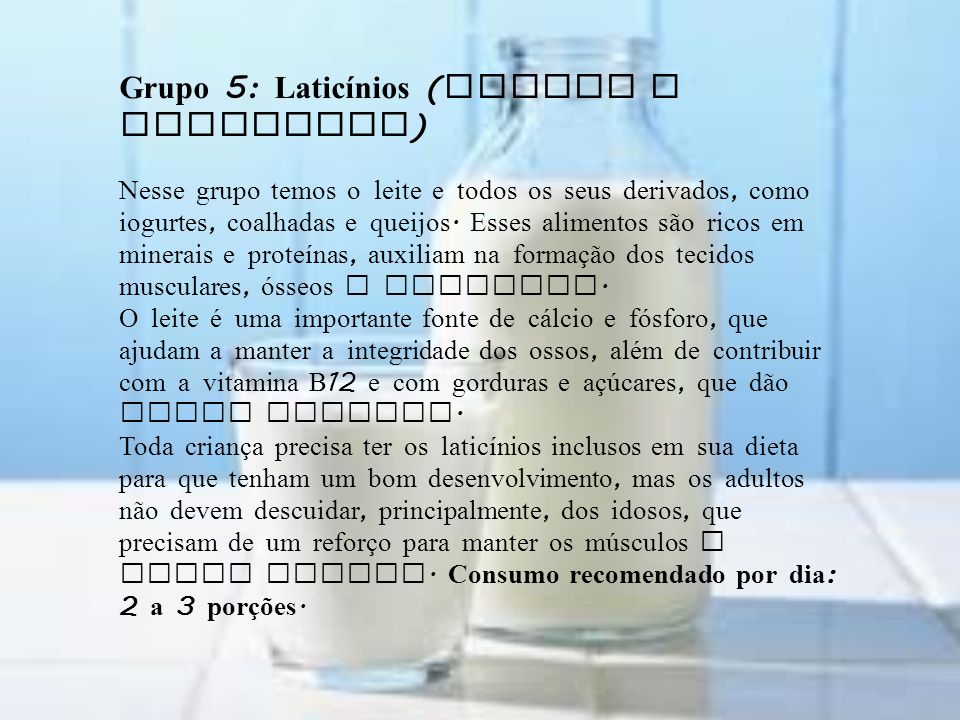 Grupo 5: Laticínios (leites e derivados)