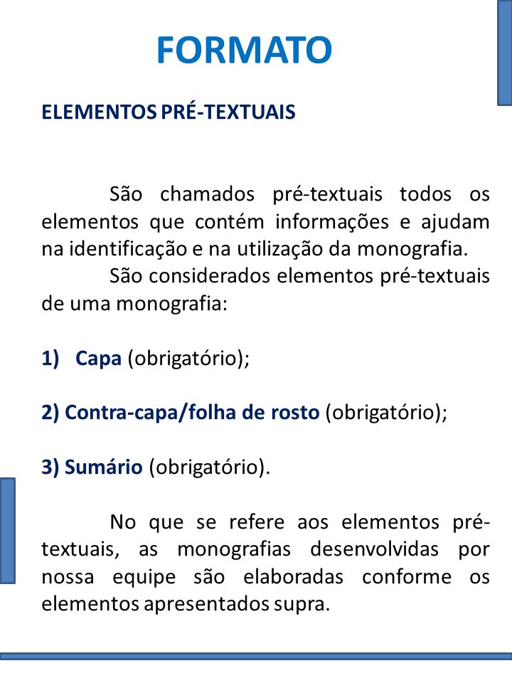 FORMATO Elementos pré-textuais