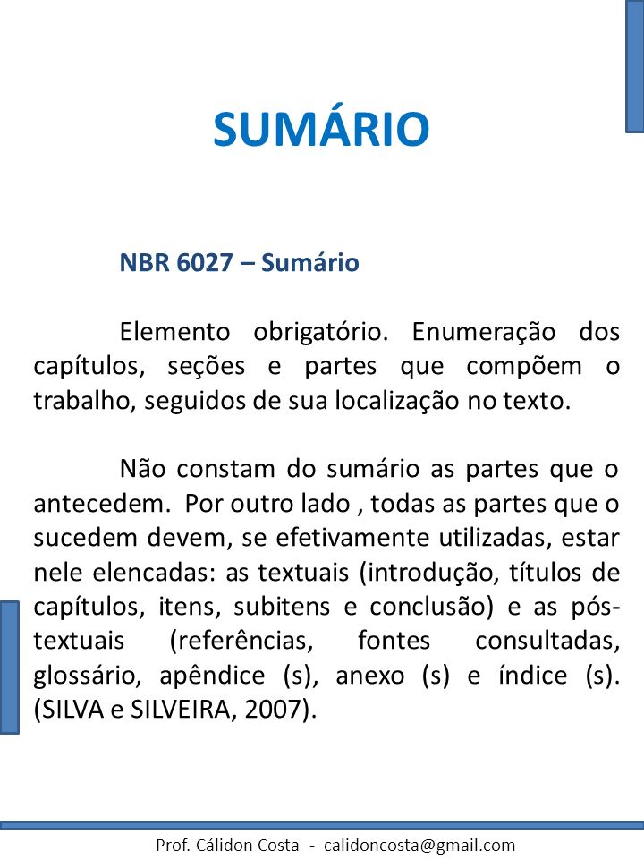 SUMÁRIO NBR 6027 – Sumário.