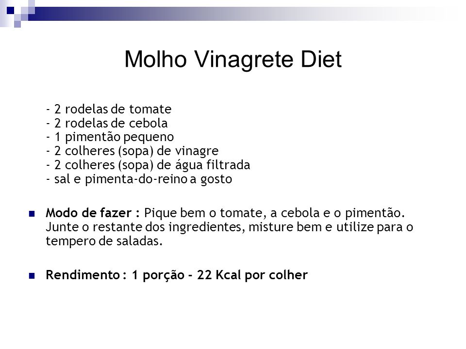 Molho Vinagrete Diet