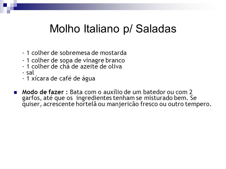 Molho Italiano p/ Saladas