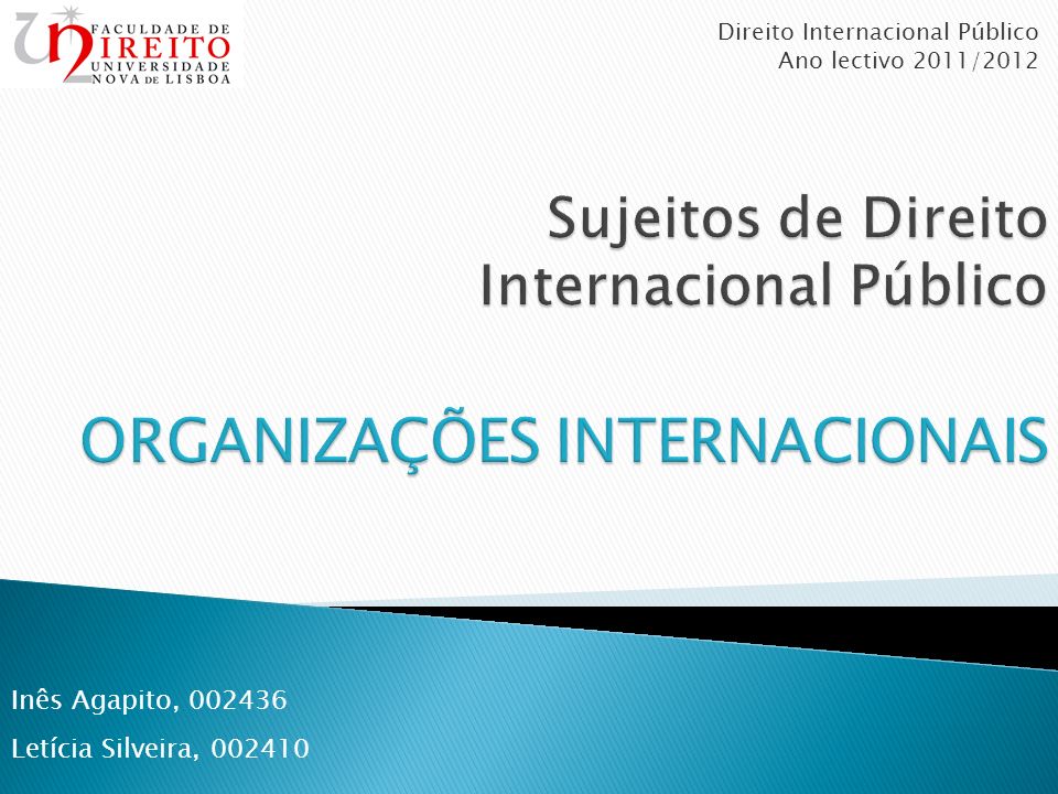 Sujeitos de Direito Internacional Público ORGANIZAÇÕES INTERNACIONAIS