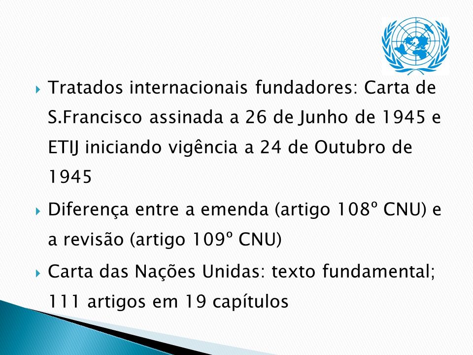 Tratados internacionais fundadores: Carta de S
