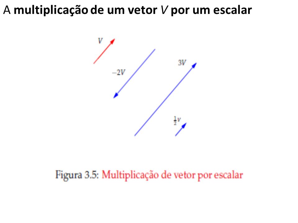 A multiplicação de um vetor V por um escalar