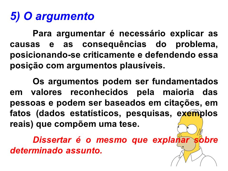 5) O argumento