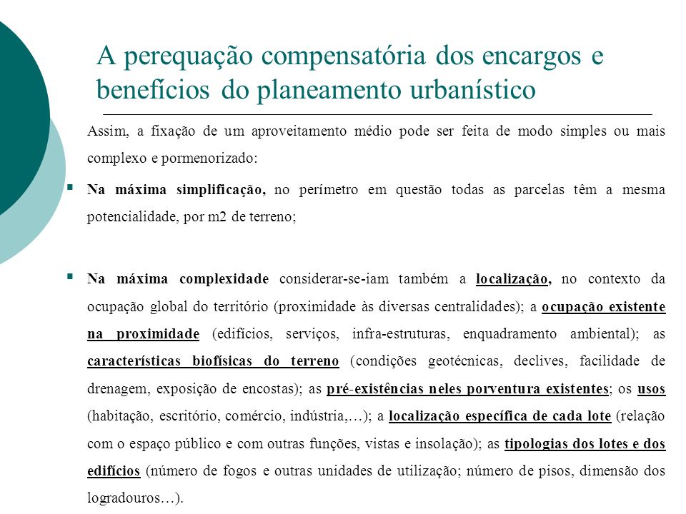 A perequação compensatória dos encargos e benefícios do planeamento urbanístico