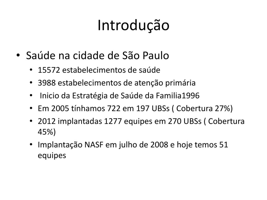 Introdução Saúde na cidade de São Paulo