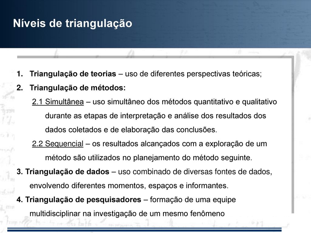 PPT - Triangulação de métodos PowerPoint Presentation, free