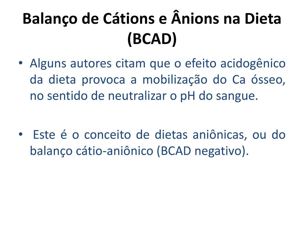 Balanço de Cátions e Ânions na Dieta (BCAD)