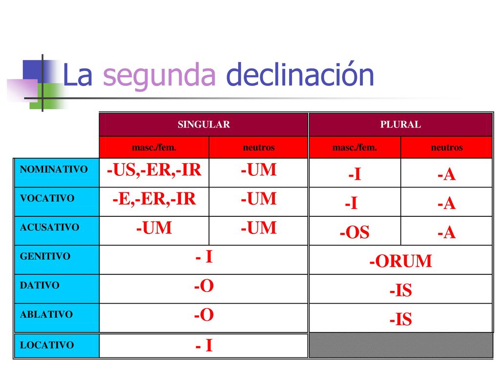 Las Declinaciones De Sustantivos - Ppt Carregar