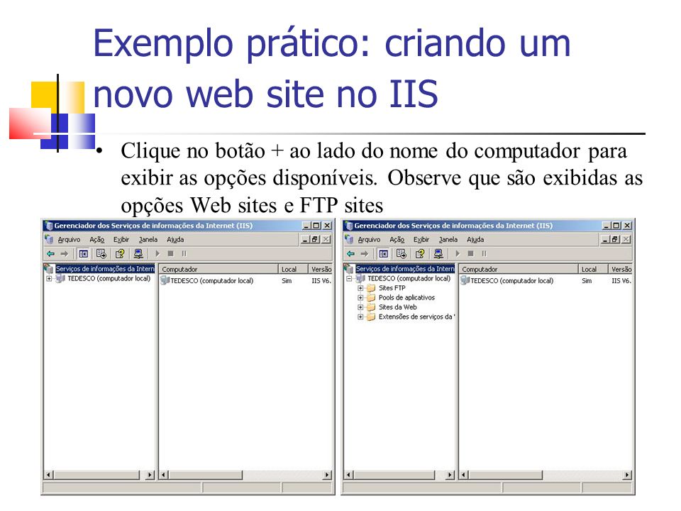 Exemplo prático: criando um novo web site no IIS