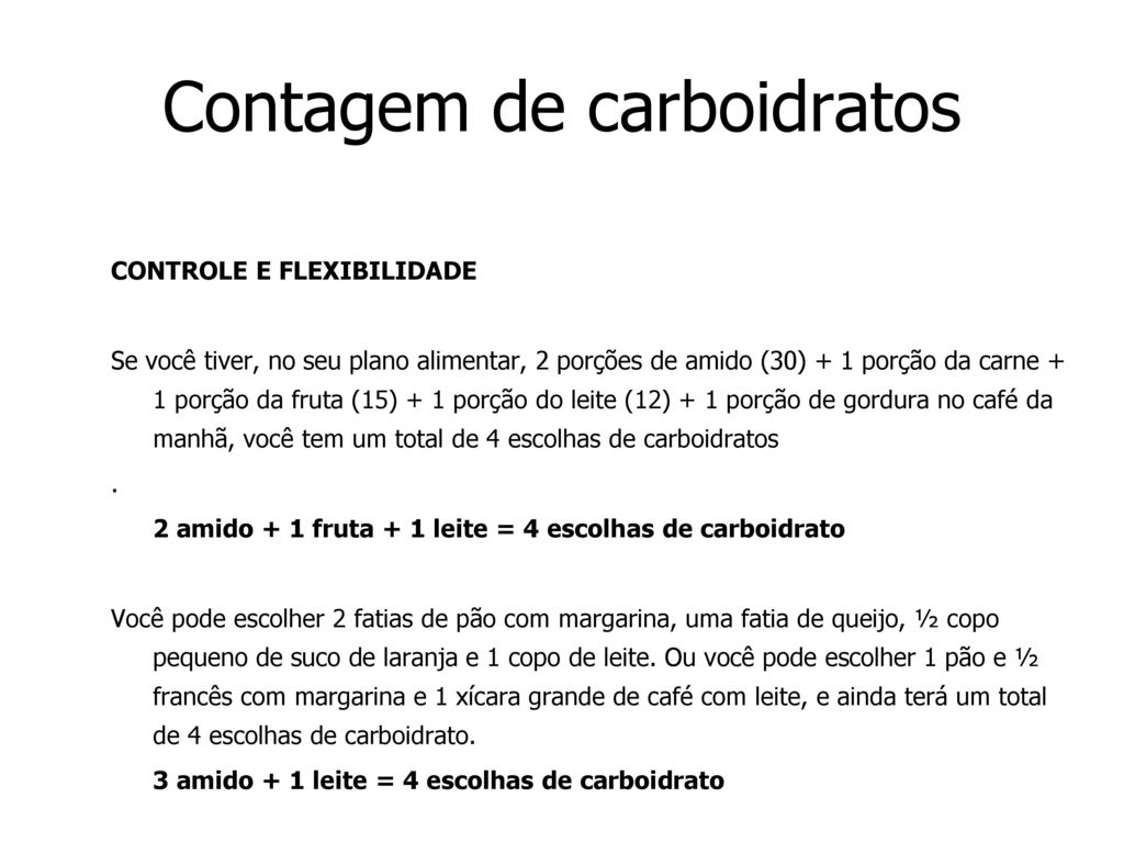 Paccho - Procedimentos de Apoio à Contagem de Carboidratos