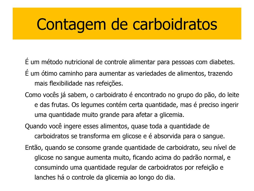 Paccho - Procedimentos de Apoio à Contagem de Carboidratos